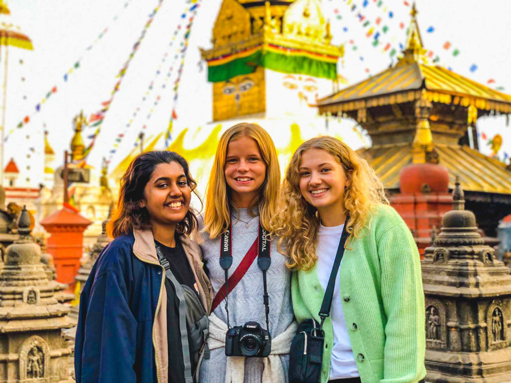 Volunteers exploring cultural landmarks in Nepal
