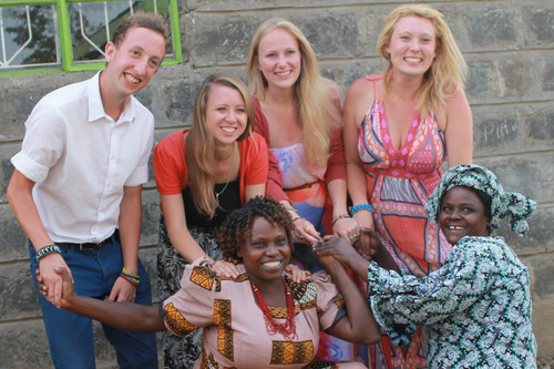 Volunteers and community members at the Nakuru Children's Project, Kenya
